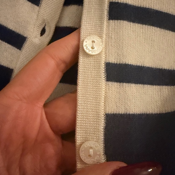 DOLCE AND GABBANA Striped Navy and White WOOL BUTTON CROP Top SZ 36 NWT worn 1x - Picture 8 of 13